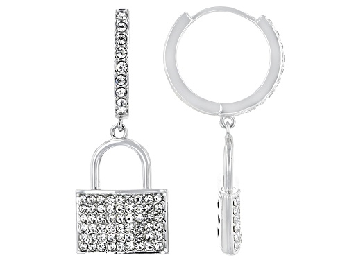 Photo of Off Park ® Collection, Silver Tone White Crystal  Lock and Key Dangle Earring