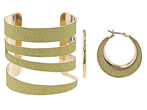 Off Park® Collection, Gold Tone Shimmer Cuff and Earring Set
