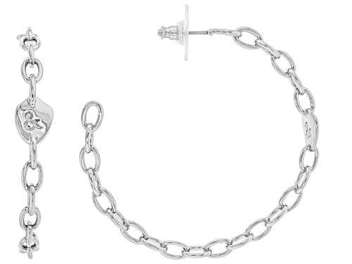 Off Park ® Collection, Silver Tone Mirror Link Hoop Earrings