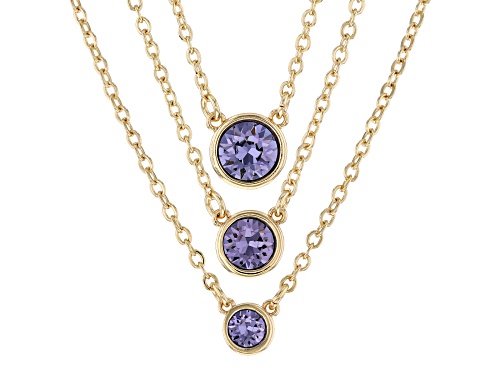 Photo of Off Park ® Collection, Tanzanite Color Crystal Gold Set of 3 Necklaces