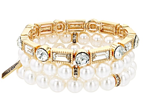 Photo of Off Park ® Collection, Pearl Simulant and Crystal Gold Tone Set of 3 Bracelets