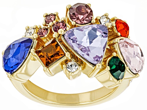 Off Park ® Collection, Multi-Color Crystal Gold Tone Cluster Ring - Size 6
