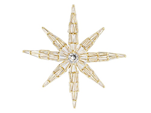 Off Park ® Collection, White Cubic Zirconia Shiny Gold Tone Star Pin/Brooch