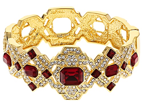 Off Park ® Collection White And Red Crystal Gold Tone Deco Bracelet
