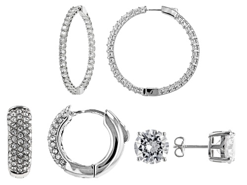 Photo of Off Park® Collection, Cubic Zirconia and Crystal 3 Piece Silver Tone Earrings Set