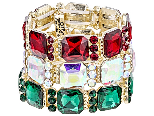 Off Park® Collection, 17mm & 5mm Multi-Color Crystal Gold Tone Set of 3 Bracelets