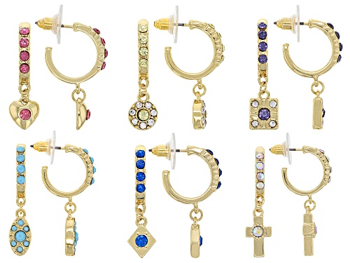 Off Park® Collection, Multi-Color Crystal Gold Tone Set of 6 Earrings