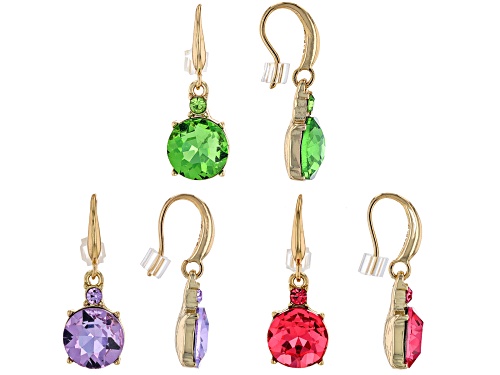 Off Park® Collection, Set of Three Gold Tone Multi-Color Earrings
