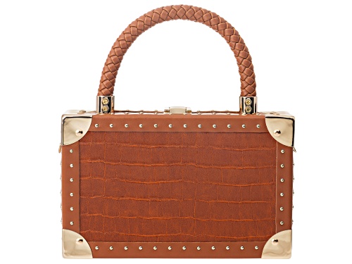 Off Park® Collection, Gold Tone Imitation Brown Leather Clutch