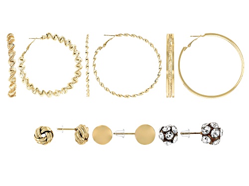 Off Park ® Collection White Crystal Gold Tone Hoop And Stud Earrings Set Of 6