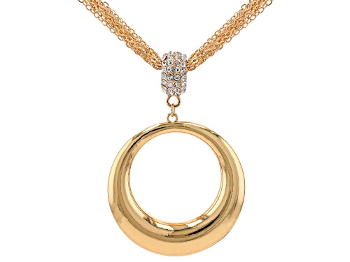 Off Park® Collection, White Crystal, Gold Tone Multi-Strand Open Design Necklace