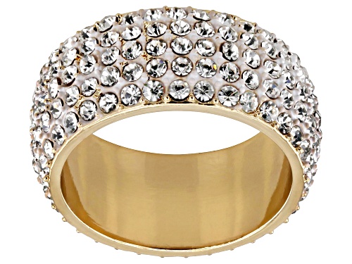Off Park® Collection,White Crystal Gold Tone Band Ring - Size 9