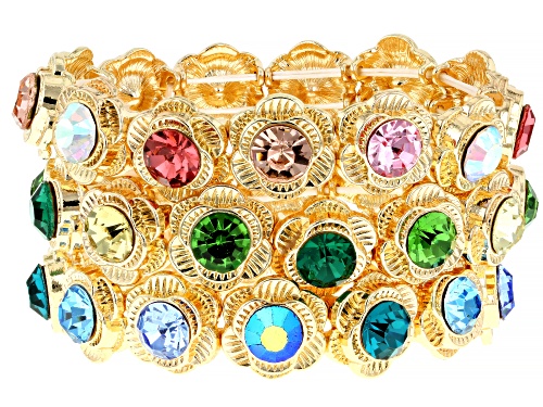 Off Park® Collection, 9mm Multi-Color Crystal Gold Tone Set of 3 Floral Bracelet
