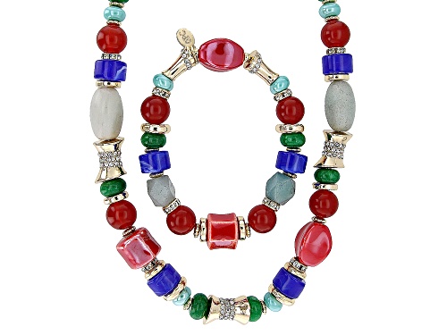 Off Park® Collection, Multi-Color Bead Gold Tone Necklace & Bracelet Set