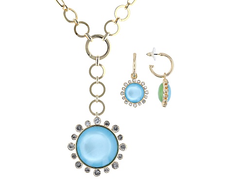 Off Park® Collection, Crystal & Acrylic Gold Tone Reversible 18" Necklace & Earring Set