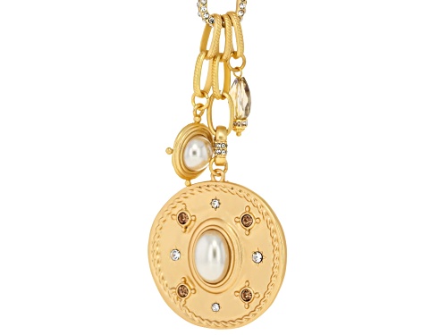Off Park® Collection, Pearl Simulant & Glass Crystal Gold Tone Necklace - Size 36