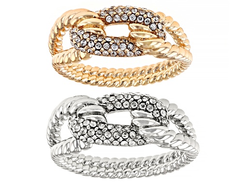 Off Park® Collection White Crystal, Gold & Silver Tone Set of 2 Rings - Size 7