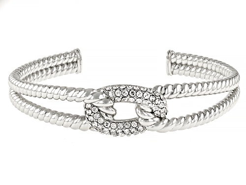 Off Park® Collection White Crystal Silver Tone Bangle Bracelet - Size 7