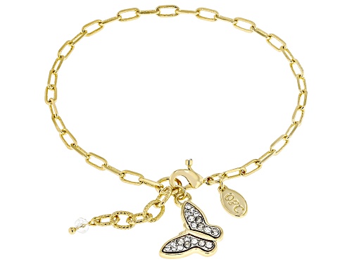 Off Park® Collection, Crystal Butterfly Charm Gold Tone Paperclip Anklet - Size 8.5