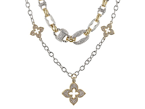 Off Park® Collection, Bella Luce™ Two-Tone Link & Clover Layering Necklace Set of 2