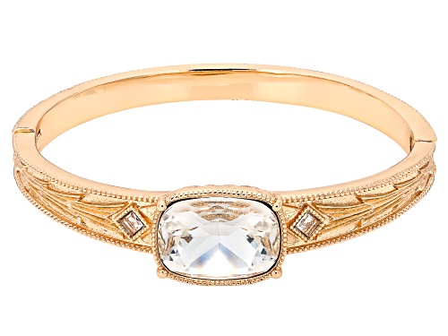 Off Park® Collection, Vintage Mine Cut Cushion Crystal Gold Tone Bangle Bracelet