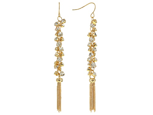 Off Park ® Collection White Crystal Gold Tone Tassel Dangle Earrings
