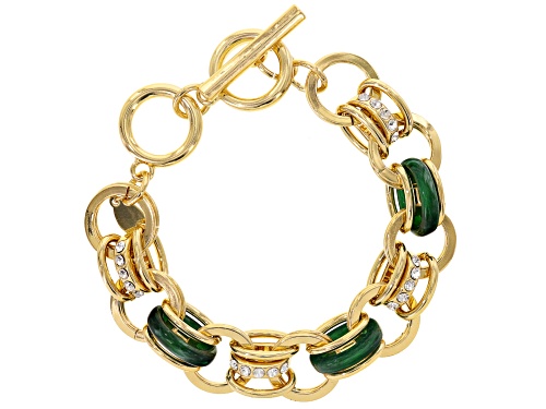 Off Park ® Collection white crystal green resin gold tone bracelet