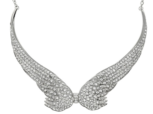 Off Park ® Collection white crystal silver tone angel wing necklace