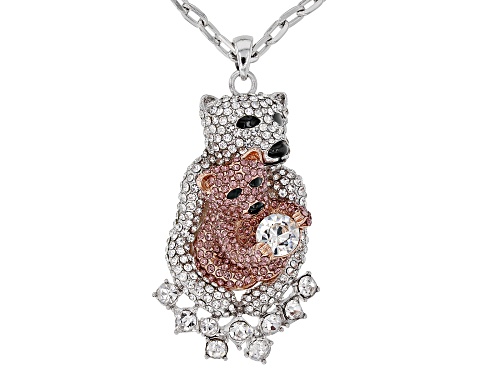 Off Park ® Collection Multi-color Crystal Two-Tone Mother Baby Polar Bear Pendant With Chain