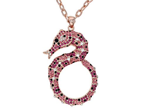 Off Park ® Collection Multicolor Crystal Rose Tone Seahorse Pendant With Chain