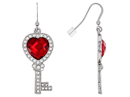 Off Park ® Collection Multicolor Crystal Silver Tone Valentine's Day Key Earrings