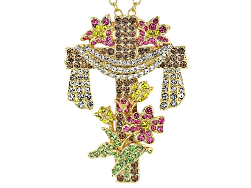 Off Park ® Collection Multicolor Crystal Gold Tone Easter Cross Pin/Pendant With Chain