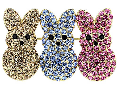 Off Park ® Collection Multicolor Crystal Gold Tone  Bunny Brooch