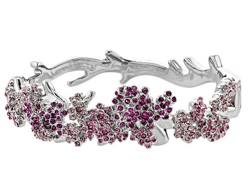 Off Park ® Collection Multicolor Crystal Silver Tone Cherry Blossom Cuff Bracelet