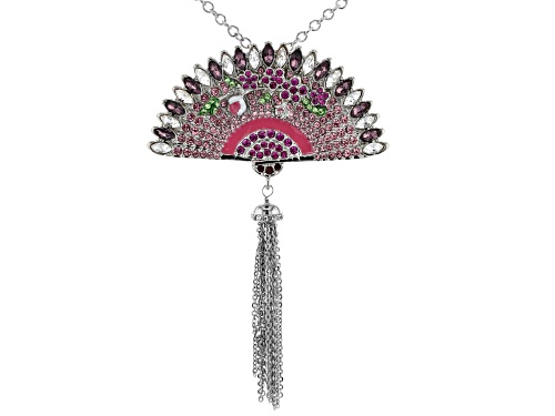 Photo of Off Park ® Collection Multicolor Crystal Silver Tone Fan Tassel Pin/Pendant With Chain