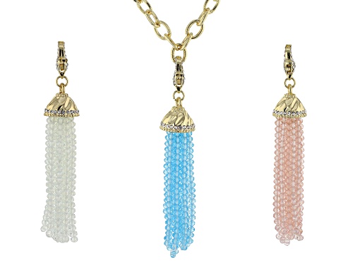 Off Park ® Collection Multicolor Beads Gold Tone Set Of 3 Removable Tassel Pendants With Chain
