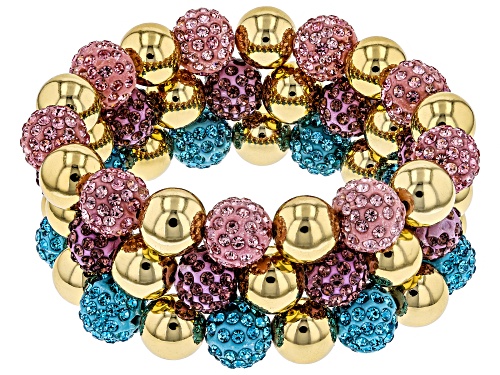 Off Park ® Collection, Gold Tone Multicolor Crystal Set of 3 Stretch Bracelets