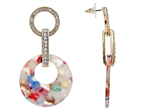 Off Park ® Collection, Round White Crystal Gold Tone Multi-color Resin Earrings