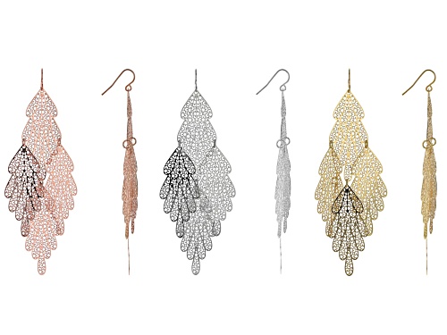 Off Park ® Collection, Tri-Color Elongated Leaf Earrings Set Of 3