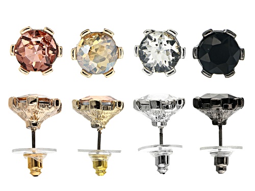Off Park ® Collection, Round Multi-Color Crystal Tri-Color Set of 4 Stud Earrings