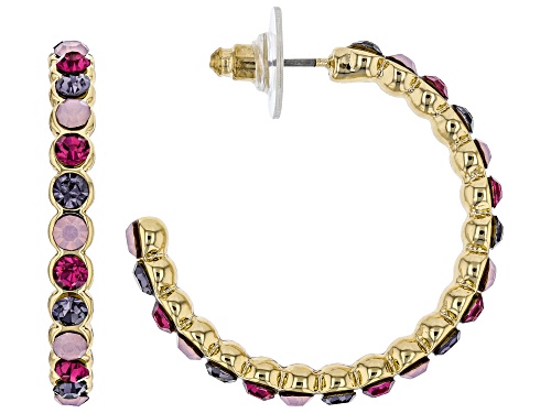 Photo of Off Park ® Collection, Round Multi-Color Crystal Gold Tone Hoop Earrings