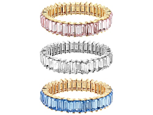 Off Park ® Collection, Gold Tone Multi-color Crystal Set of three stretch bracelet