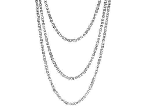 Off Park ® Collection, White Crystal, Silver Tone  Byzantine Three Row Convertible Necklace