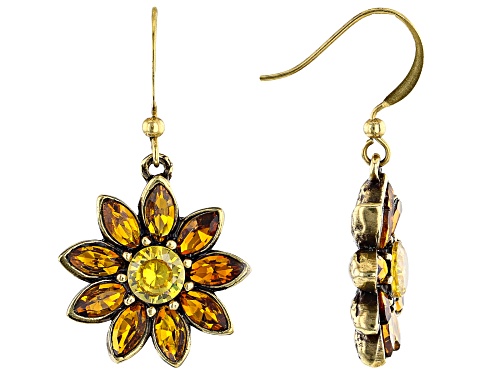Photo of Off Park ® Collection, Antiqued Gold Tone Multi Color Crystal Floral earrings