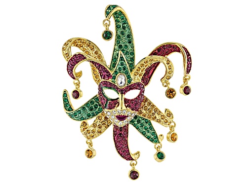 Photo of Off Park ® Collection Multicolor Crystal Gold Tone Mardi Gras Mask Brooch
