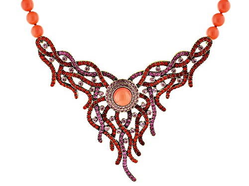 Off Park ® Collection Multicolor Crystal Imitation Coral Antiqued Gold Tone Statement Necklace