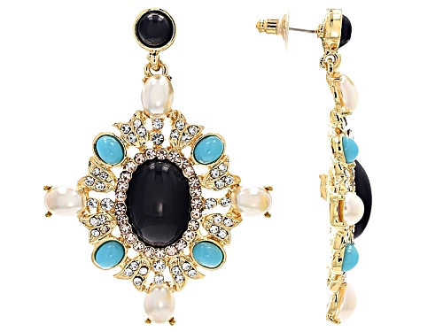 Off Park ® Collection White Crystal Turquoise Simulant Pearl Simulant Lapis Simulant Gt Earrings