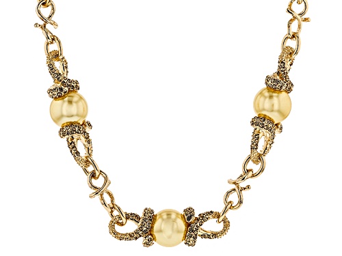 Off Park ® Collection Champagne Crystal Golden Pearl Simulant Gold Tone Necklace
