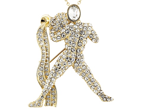 Off Park ® Collection White Crystal Gold Tone Aquarius Pin Pendant With Chain