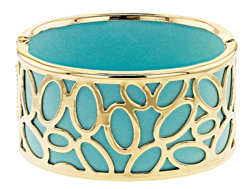 Photo of Off Park® Collection Baby Blue Imitation Leather And Gold Tone Overlay Bangle Bracelet